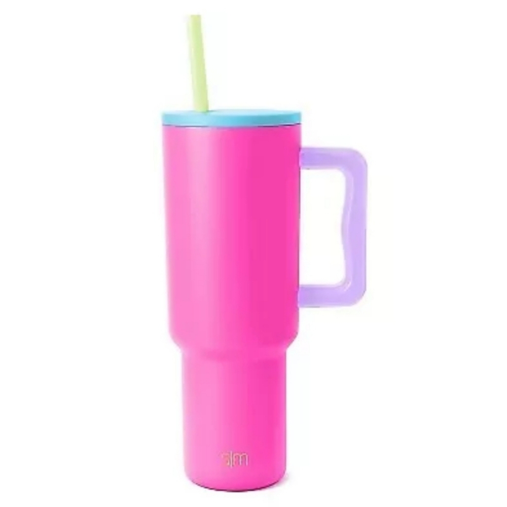Simple Modern Trek 40oz Stainless Steel 80's Mix Lidded Tumbler Neon Pink READ!!